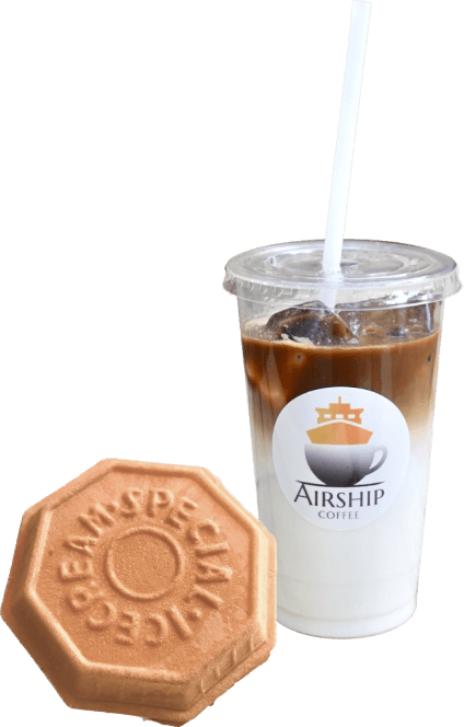 装飾：最中とカフェオレの写真