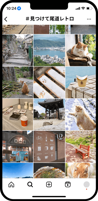スマートフォンにインスタグラムの画面が写っています